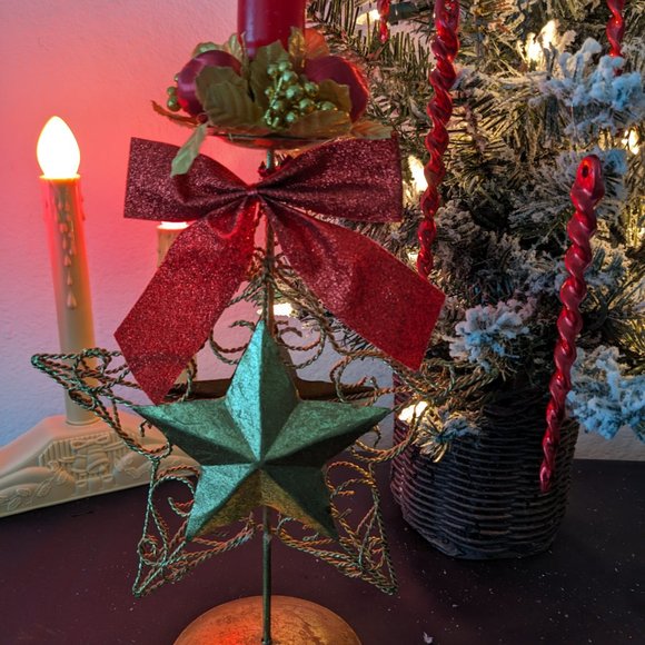 2 Vtg. Gold Star Candle Holders With Candle Rings And Candles - Picture 7 of 8